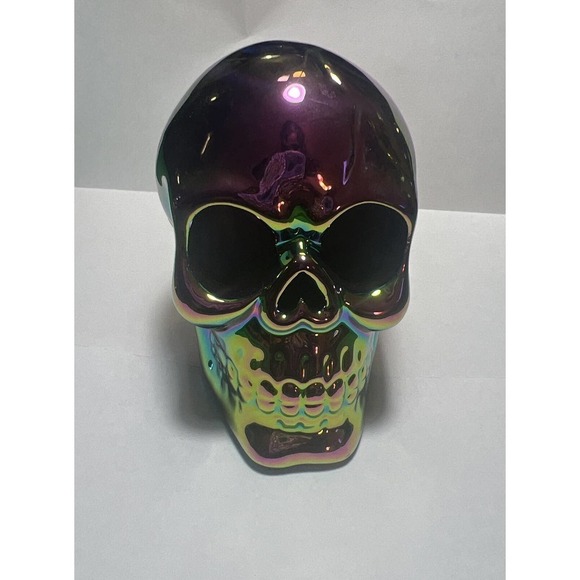 Iridescent Porcelain Halloween Skull - Picture 4 of 9